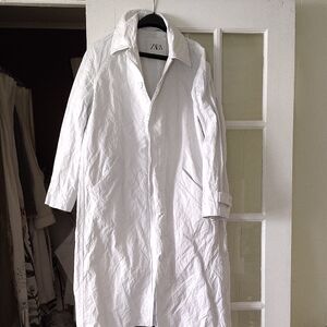 Zara White Long Lightweight Trench Coat